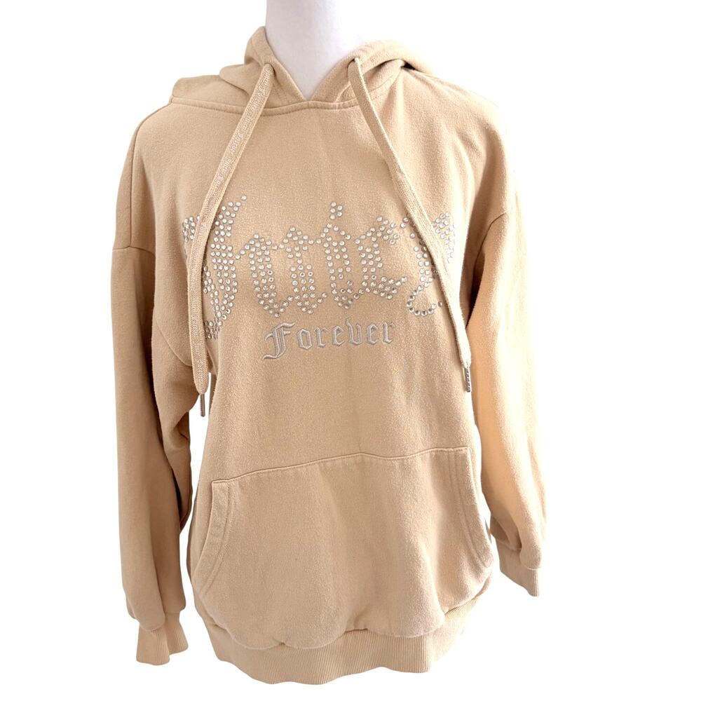 Y2K Juicy Couture‎ x Forever21 Rhinestone Tan Hoodie Small Sweatshirt 2000s